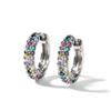 Silver Rainbow Multicolor CZ Huggie Hoop Earrings Micro Pave Colorful Crystal Small Hoop Earrings Women Statement Jewelry