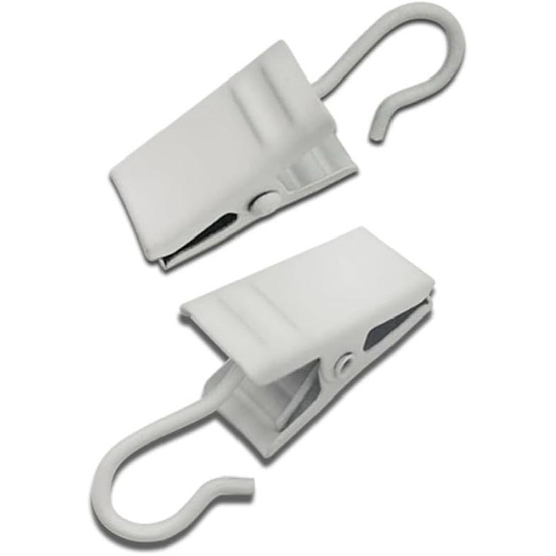 20 Pack Small Heavy-Duty Hook Clip Set Metal Curtain Hangers Clips for Clip Photo Home Decoration Art Craft Display (White)