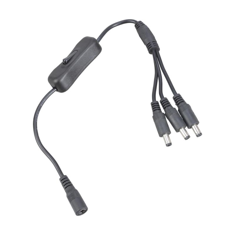 5.5x2.1mm DC5521 Y Splitter Power Cable with On/Off Switcher for Security Camera and LED Light 37CM