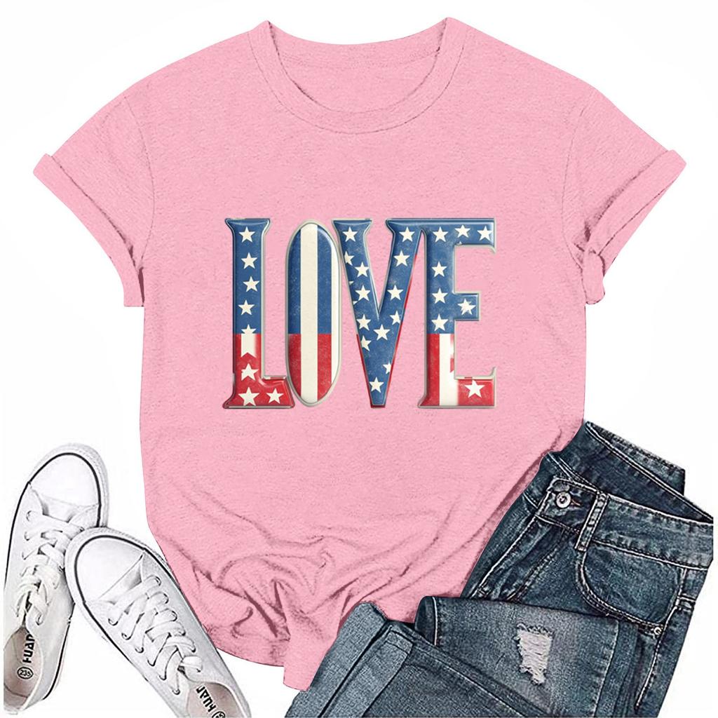 Women's Fashion Casual Printed Round Neck Short Sleeved T-Shirt Top T-Shirt Top Top