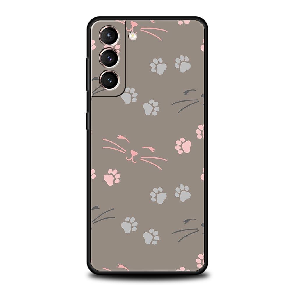 Abstract Creative Cute Cat Line Phone Case for Samsung Galaxy S26 S25 S24 S23 S22 S20 S21 FE Ultra S25 Edge Plus Soft TPU Cover