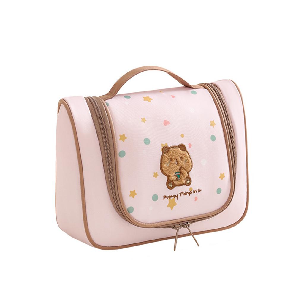 Travel Toiletry Bag Hanging Storage Embroidery Design Portable Cosmetic Bag Waterproof Polyester