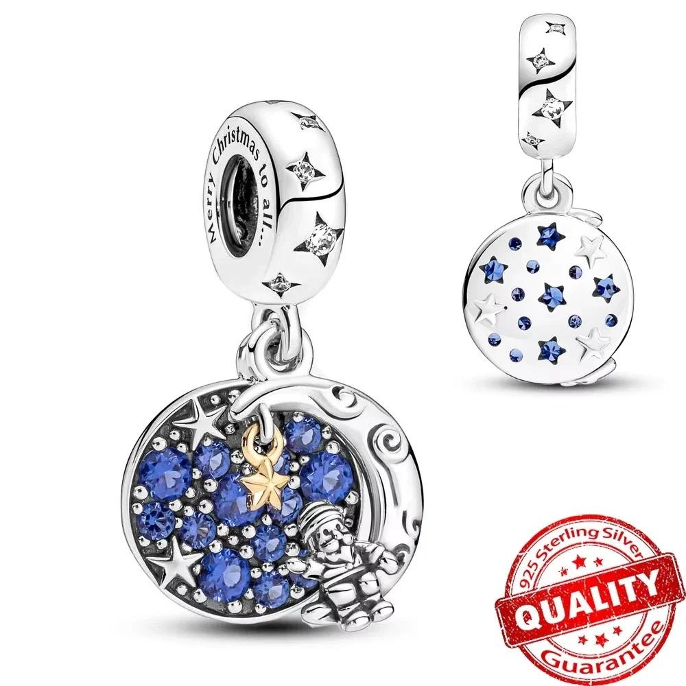 Charms de Natal Originais em Prata 925 Papai Noel Rena Floco de Neve Contas para Colares Pulseiras Joias DIY Presentes