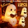 1/2PCS Cute Ghost Reading Lamp Halloween 3D LED Night Light Spooky Desk Light For Bedroom Study Book Lovers Home Office