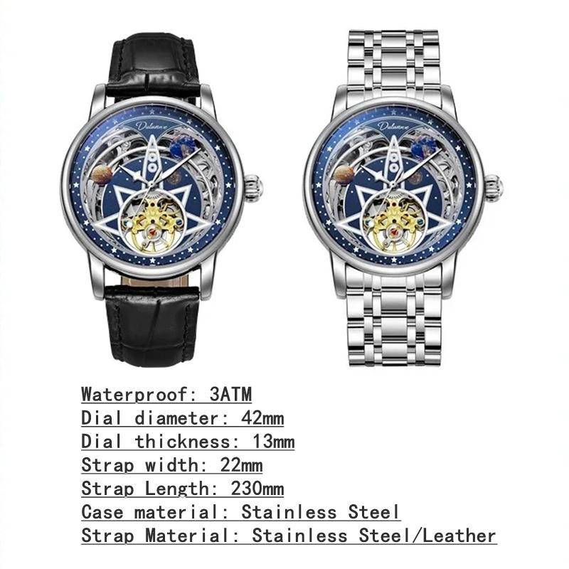 Najlepsza Marka Luksusowa Moda Biznesowa Męskie Zegarki Automatyczny Mechanizm Zegarki Mechaniczne Wodoodporny Luminous Tourbillon Zegarek na Rękę