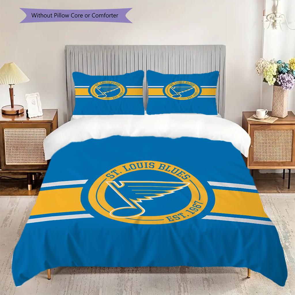 St. Louis Blues Pattern Bedding Quilt Set Quilt Cover Pillowcase Home Decoration Birthday Gift (1 * duvet cover + 2 * pillowcase, without core)