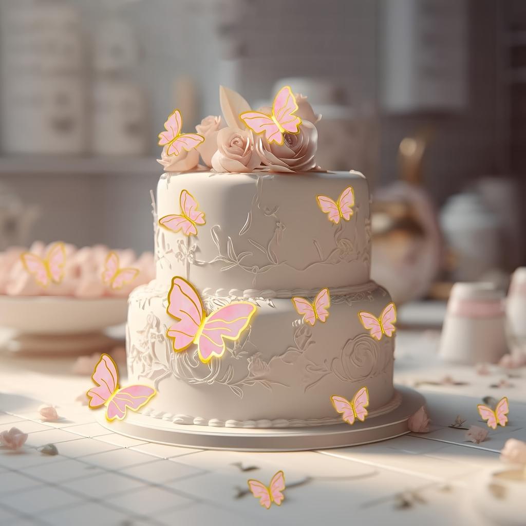 10Pcs Purple Butterflies for Cake Birthday Decorations Wedding Fairy Party Cake Butterflies for Birthday Wall Sticker Decal for Halloween