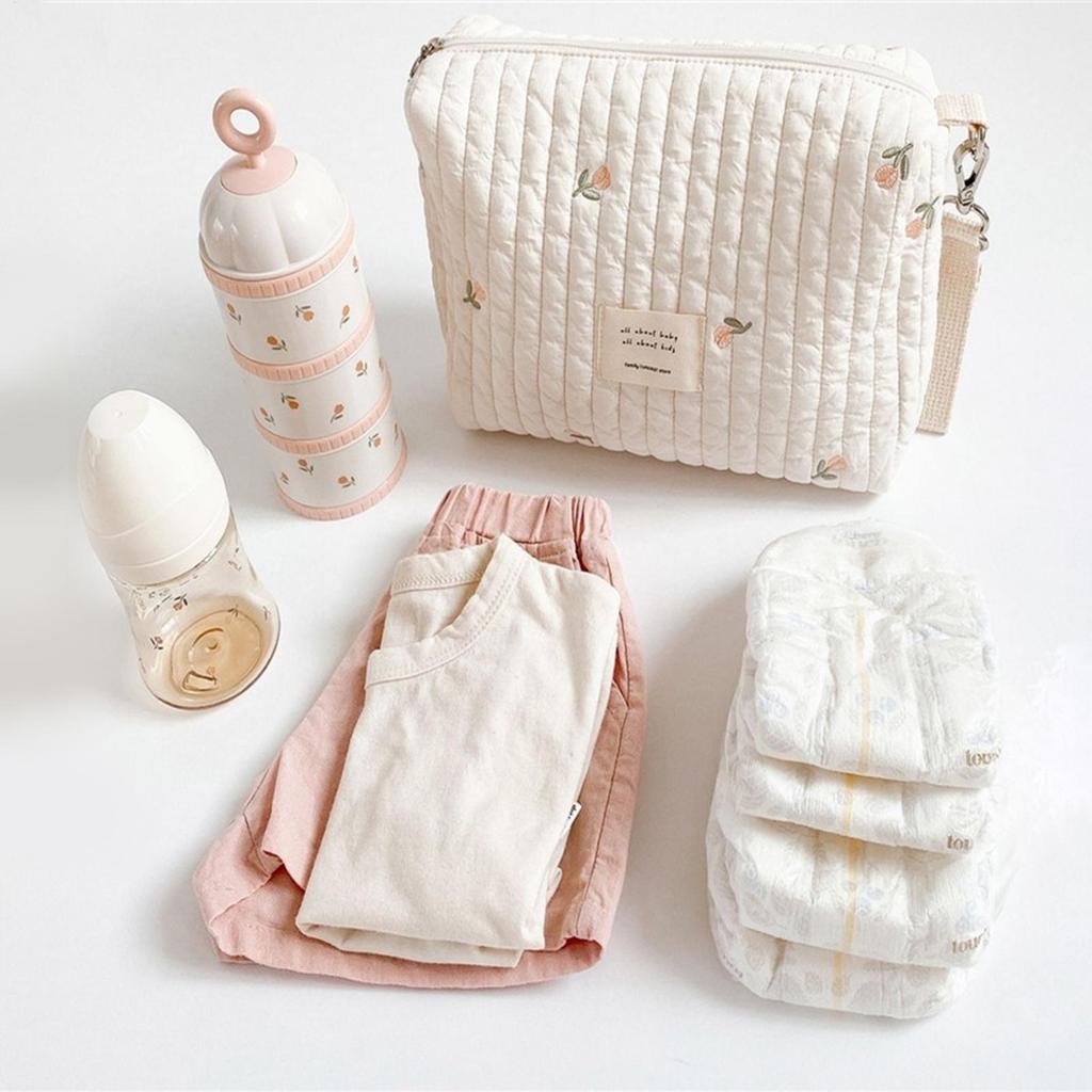 Stroller Nappy Bag Portable Quilted Baby Diaper Caddy Organizer Embroidered Mommy Bags Babies Accessories Changing Bag Storage