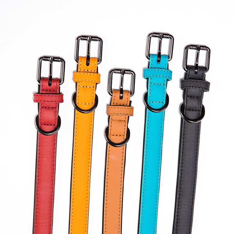 New Pet Genuine Leather Collar Tarp Adjustable Dog Collar Small and Medium Dog Neck Ring