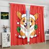 2 Pieces - Christmas - Dog - Printed Curtain - Polyester Material - Suitable for Bedroom, Living Room, Study Private Curtain