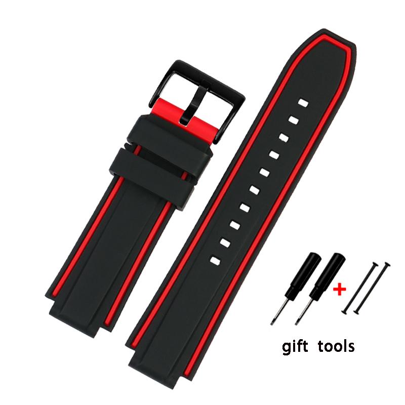 Convexe siliconen horlogeband voor Timex Tide Compass T2N720 T2N721 Siliconen heren horlogeband Horlogeketting Accessoires 24*16mm Band