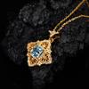Vintage Court Hollow S925 Sterling Silver Inlaid With Natural Topaz Pendant, Colorful Treasure Necklace, Women'S Model