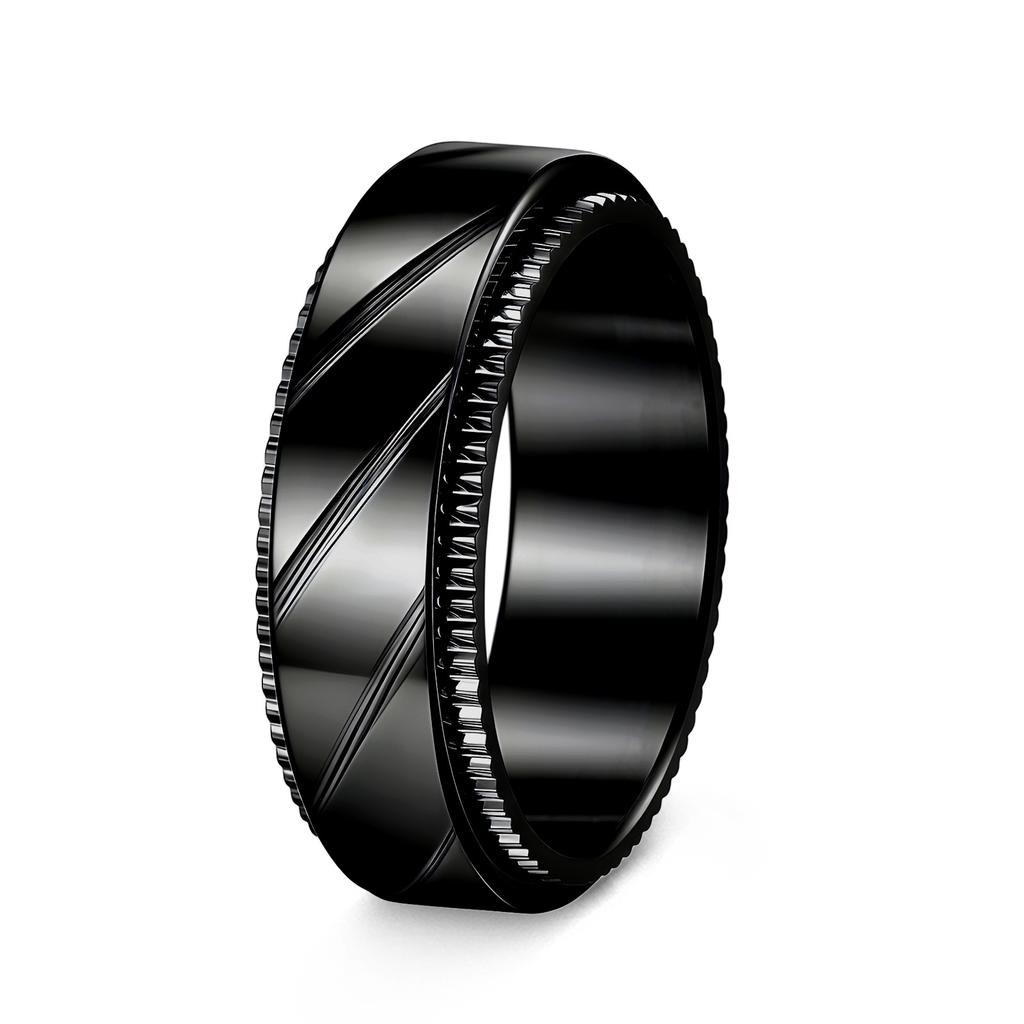 Bague Style Punk Personnalité en Acier Titane Plaqué Vide à Maille Motif 8mm Rotative