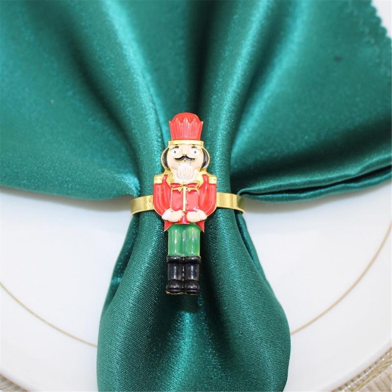 Elegant Holiday Dinner Napkin Rings Nutcrackers Design Alloy Metal Christmas Decors Elegant Alloy Napkin Holders