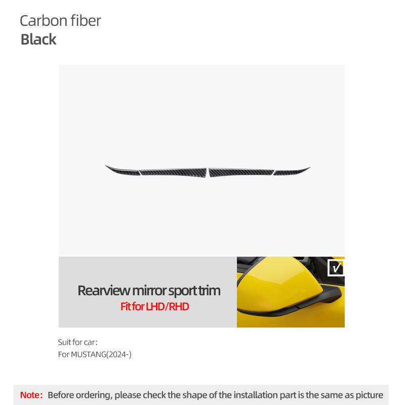For Ford Mustang GT 2026 2026 Carbon Fiber Rearview Mirror Strip Trim Anti-collision Sticker Car Exterior Protect Accessories