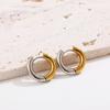 Fashion Gold Silver Double Colors Stainless Steel Gold Plated Huggies Earrings Plain Ring Ear Hoops for Women Punk Jewelry