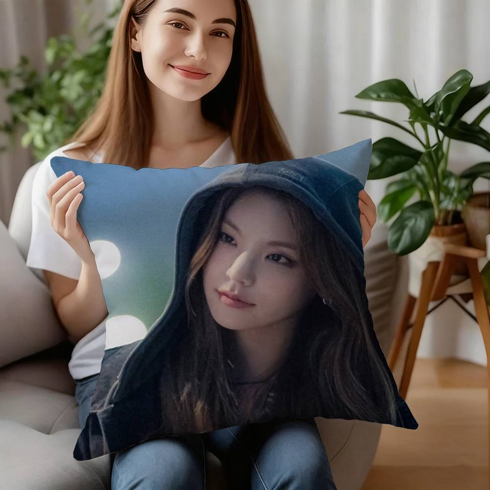 Korean Singer ITZY Yeji Pillow Case Short Plush Sofa Decorative Gift Home Double-sided Printing Cushion