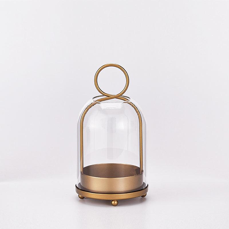 

Wide Versatile Metal Candle Holder in Antique Brass with Handmade Thick, Heavy & Sturdy Glass Dome for Pillar Candle, Industrial