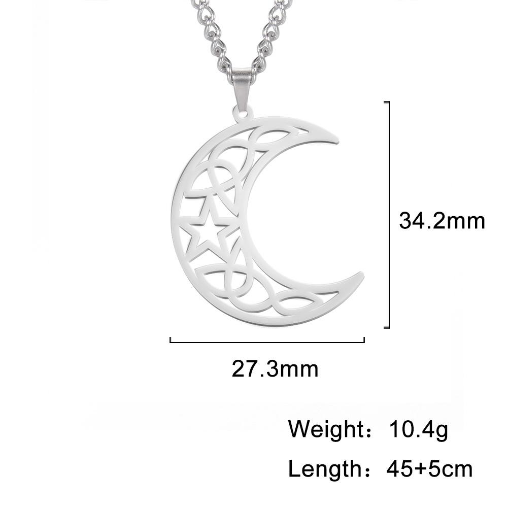 Halsband med halvmåne i rostfritt stål, vintage pentagramamulett, gåva