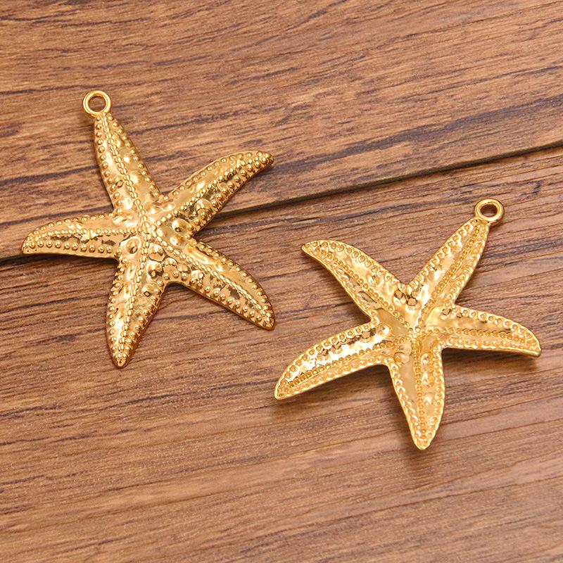 Bi-Color 304 Stainless Steel Starfish Pendant with Real Gold Electroplating