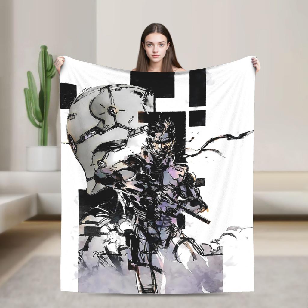 Metal Gear Solid Game  Blanket  Super Warm Print Plush Throw Blanket For Outdoor Travel Flannel Bedspread Bed Cover