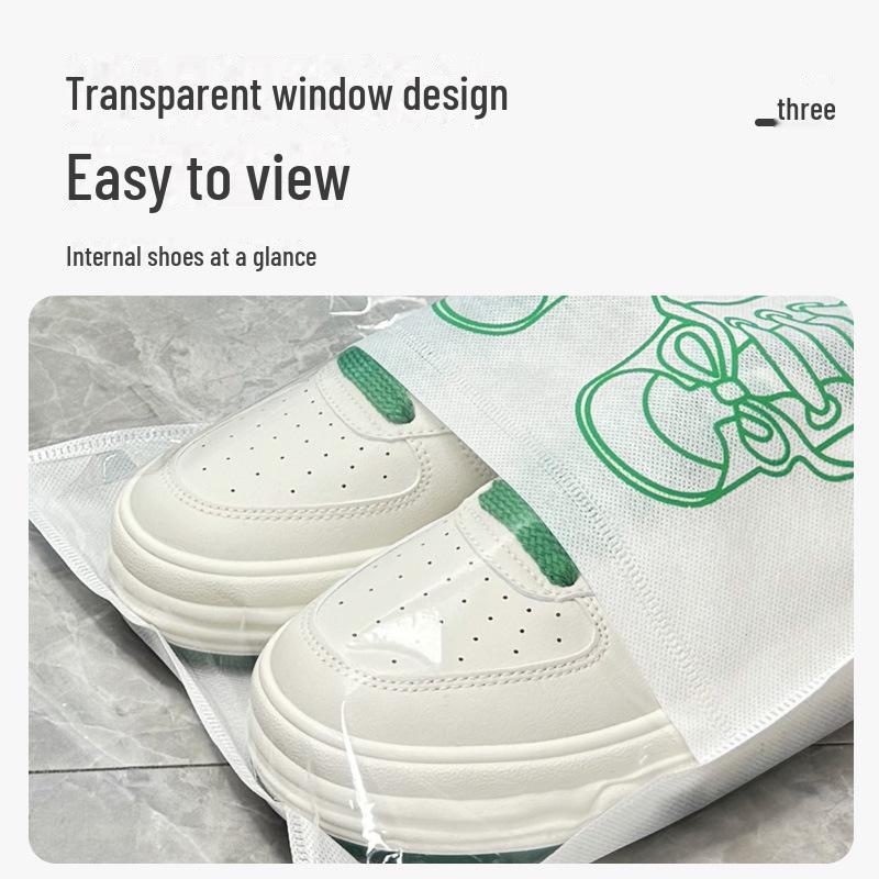 Thickened Transparent Non-Woven Drawstring storage bag for Shoes, Toys, and Travel - Dustproof and Spot-Free.