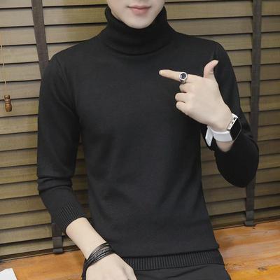 Men's Korean Slim Fit Turtleneck Sweater - Solid Color Knit for Autumn & Winter