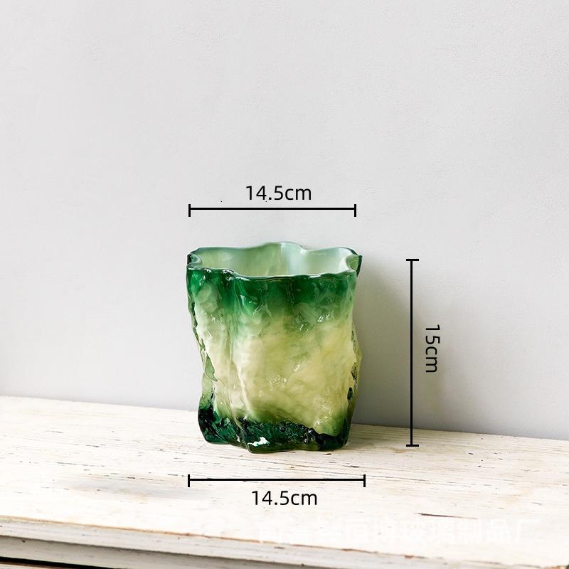 Glass Vase Gradient Hydroponics Terrarium Fold Pattern Flower Vase Floral Arrangement Accessories Home Decoration