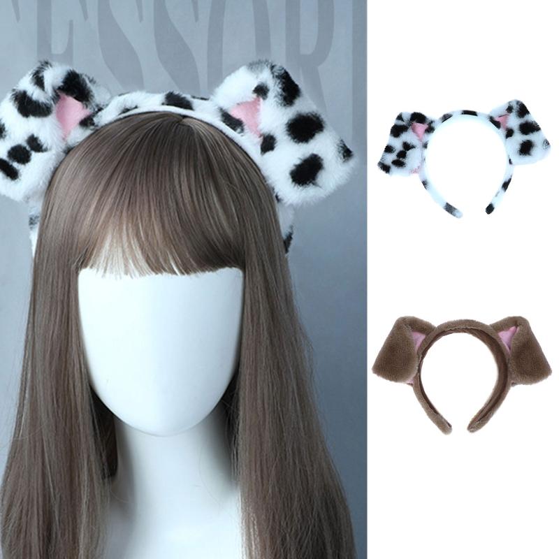 Cute Simulation Plush Animal Ear Headband Dog Ears Hair Hoop Furry Animal Ears Headwear for Birthday Party
