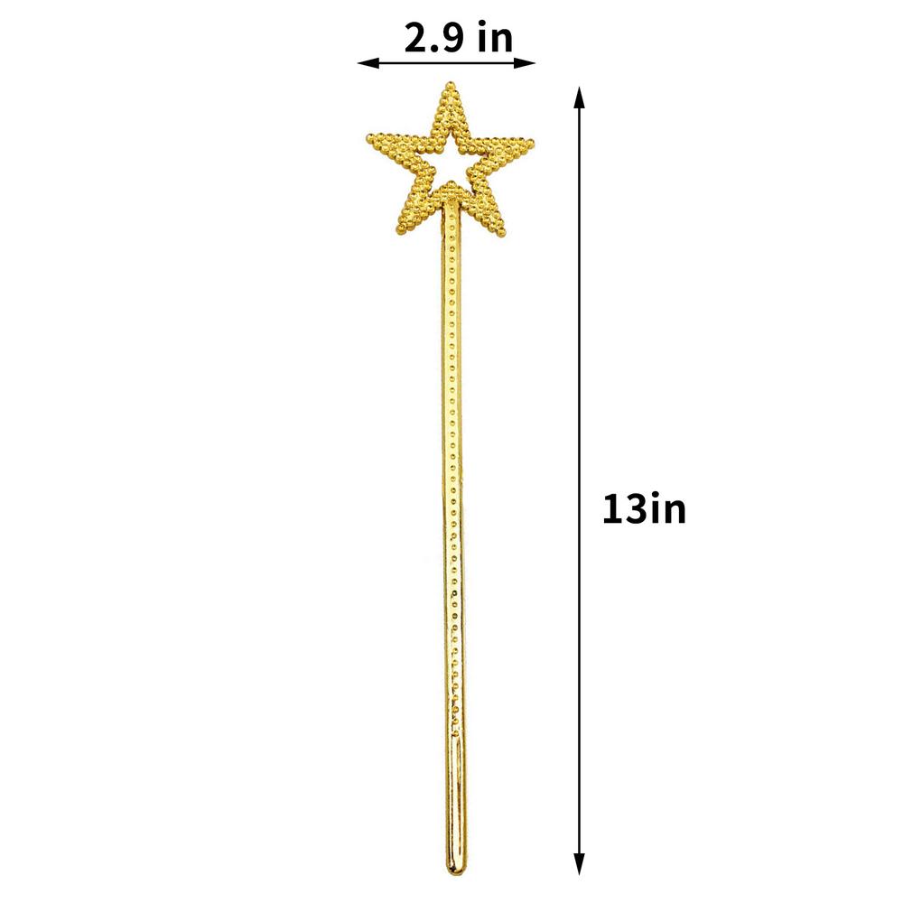 

1pc Fairy Wand 13 Inches Golden Silver Angel Star Wand Five-Pointed Star Plastic Princess Fairy Cane For Girls Stage