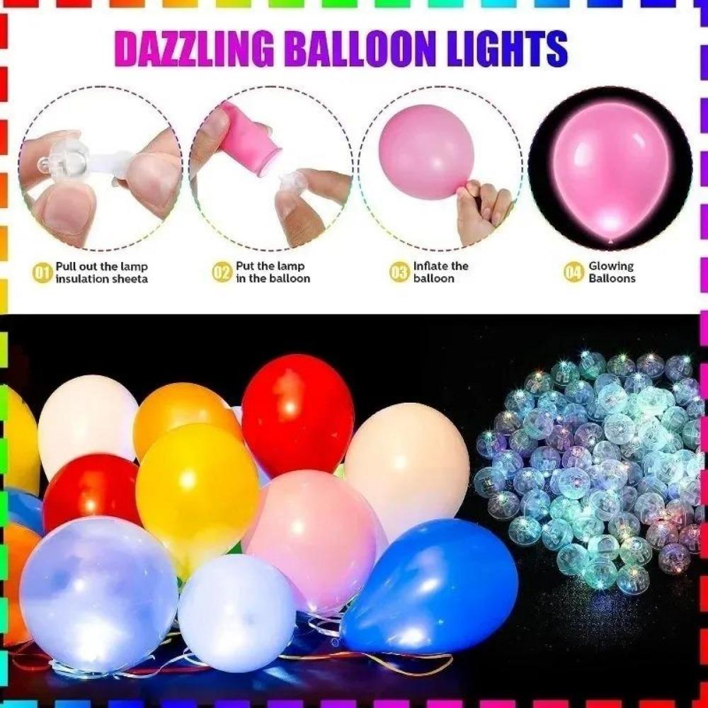 100pcs LED Balloon Lights Mini Ball Light Round LED Multicolor Flash Ball Lamp Paper Lantern Balloon Party Long Standby Time