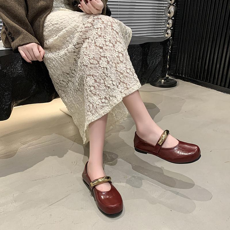 Niche Literary and Artistic Style Casual Flat Mary Jane Shoes Women's 2025 Spring and Autumn European Station Round Head Retro Temperament Single