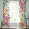 Floral Watercolor Wildflowers In Vintage Style Tulle Curtains for Living Room Bedroom Chiffon Sheer Voile Kitchen Curtain