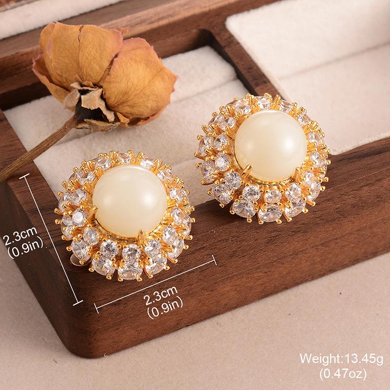 Light luxury zircon flower earrings, exquisite elegance and versatile temperament, new summer design earrings for women