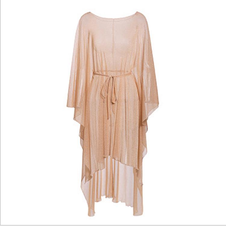 European Style Long Spandex Mesh Cardigan Beach Cover-Up