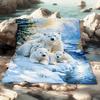 Snowy Forest Polar Bear Print Flannel Blanket Soft Lightweight for Sofa Camping Travel Office Use