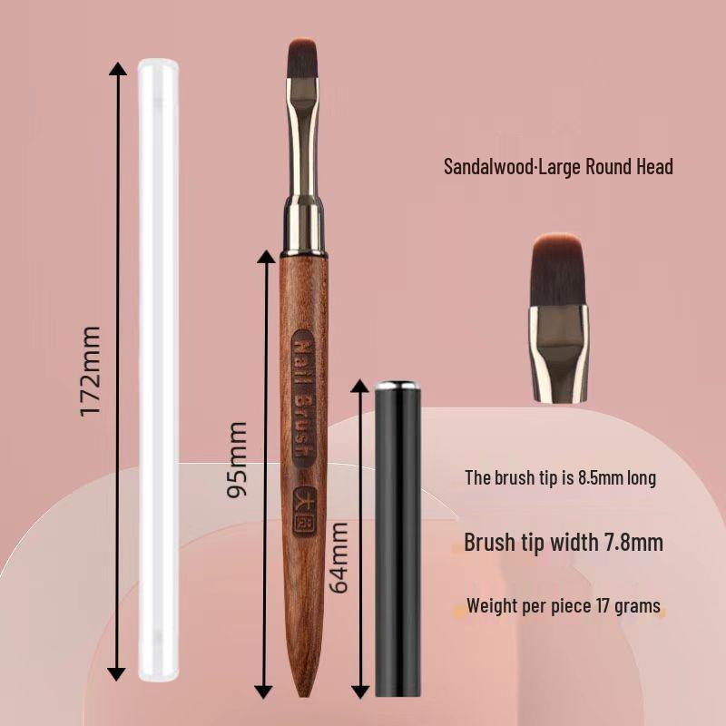 Japanese Sandalwood Nail Art Brush Set: Includes Round, Square, Triangle Brushes & Gel Brush, Ideal for Nail Salons