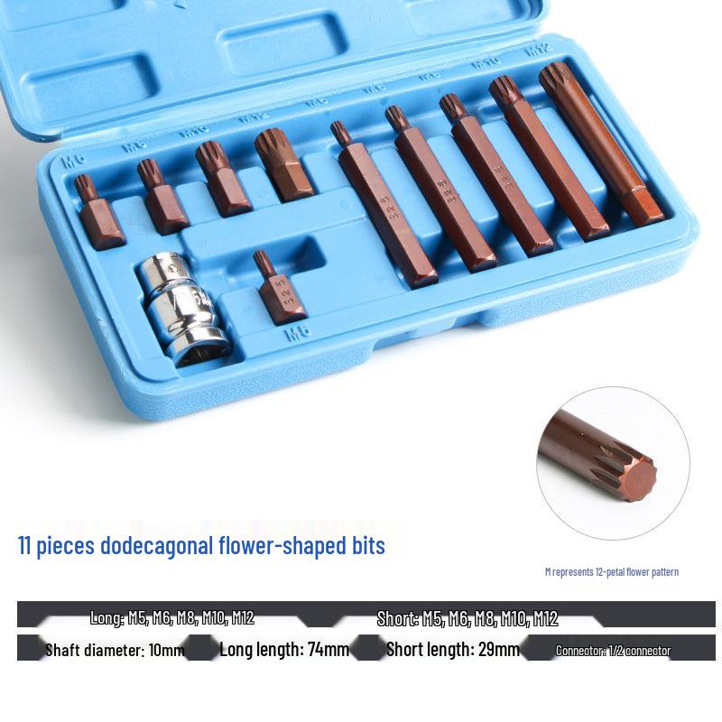 

Hexalobular 12-Point & Hex Bits Set, Chrome Vanadium Steel & S2