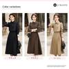 J-Scott Dress Set with Matching Vest and Belt, Flared, Long Sleeves, Midi Length, Perfect for Office Wear, Sepia and Chestnut Colors, JS57-BG-L