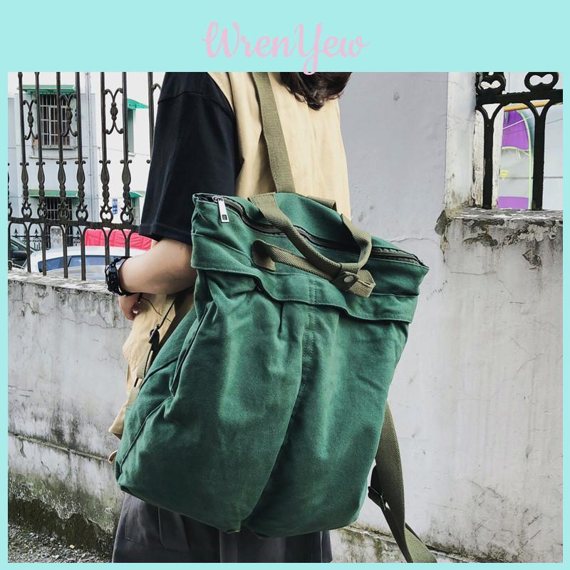 Literary Canvas Backpack Women Korean Fashion Student School Bag Large Capacity Travel Backpack