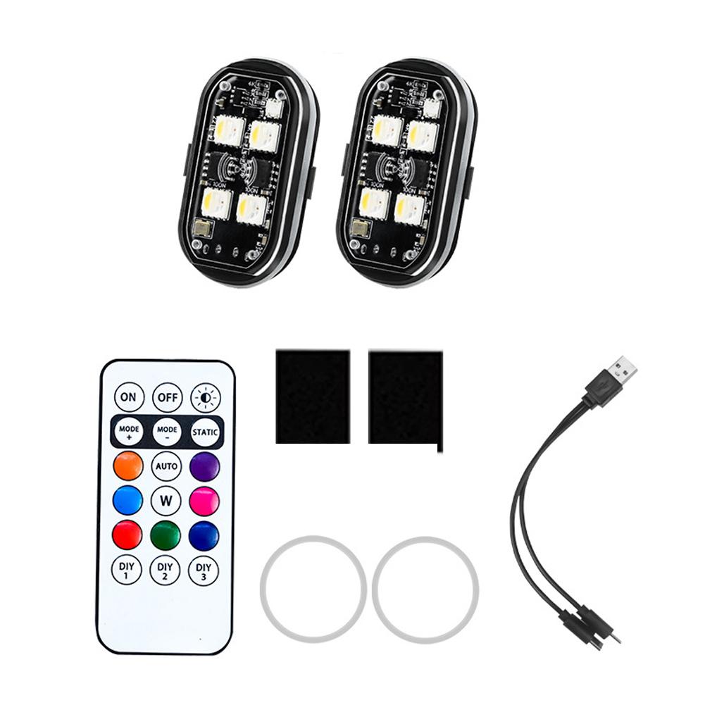1/2/4/6/8Pcs Car Motorcycle Wireless LED Strobe Lights Decor Atmosphere Light with 8 Colors Rechargeable Lights Anti-Collision LED Warning Light