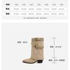 Autumn and Winter New Danish Trouser Boots~ Pointed Buckle 6cm Thick Heel Desert Cowboy Stack Short Boots Women's Western Boots