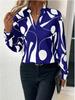 2024 Women's Geometric Print Shirt - European & American Style, New Arrival