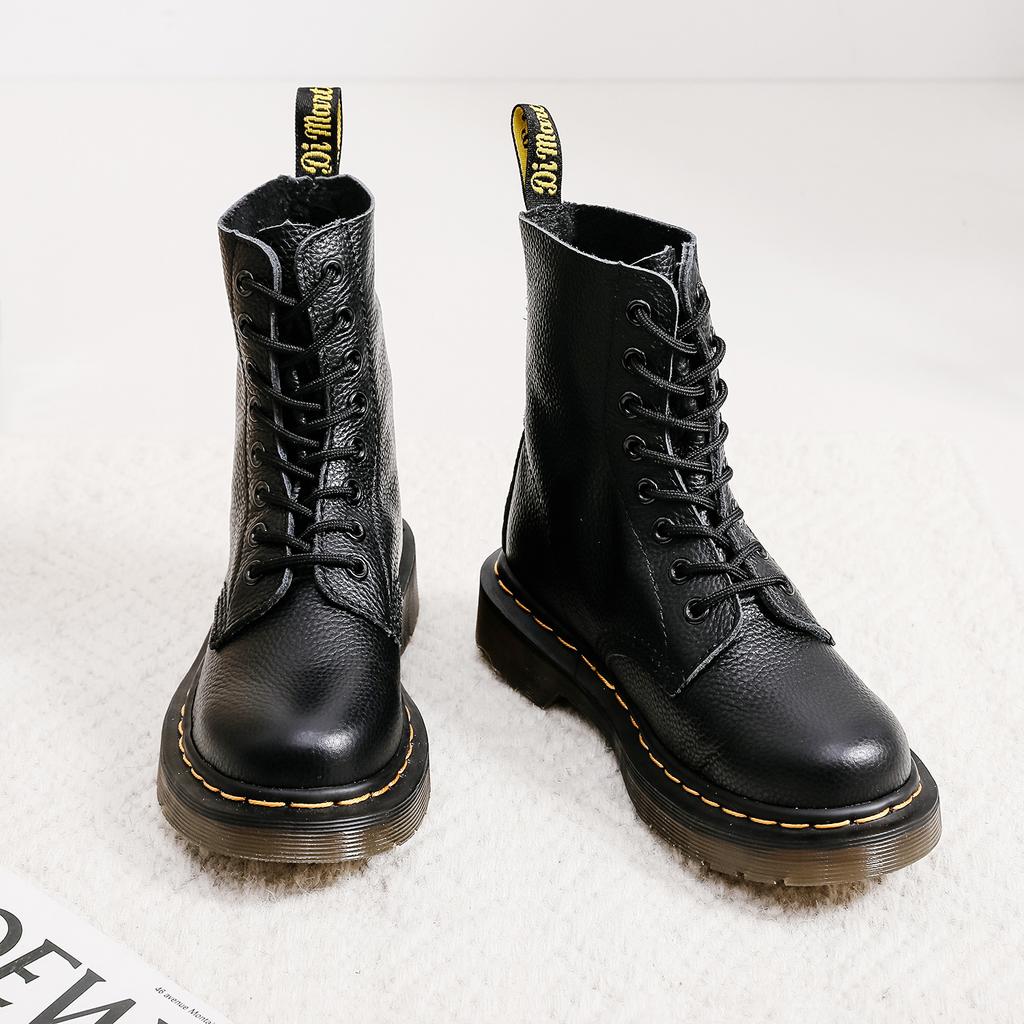 Herren Hohe Flache Leder Ganzjahres Unifarbene Retro Mode Leichte Abriebfeste und Rutschfeste Schnürstiefel