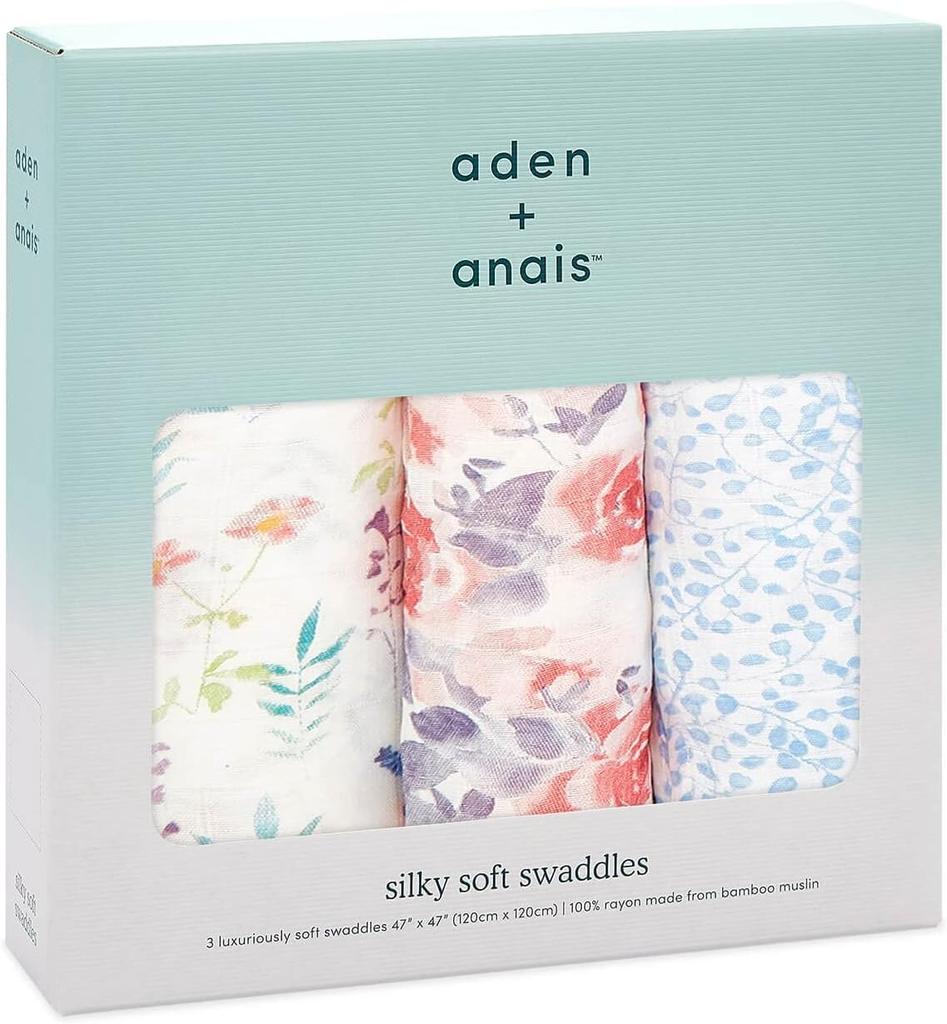 Swaddle Gauze Baby Japanese Product Aden Anais Swaddle Set of 3 Water Color Garden Silky 120 X 120cm Aiden and Anais Swaddle Baby Newborn 9228J