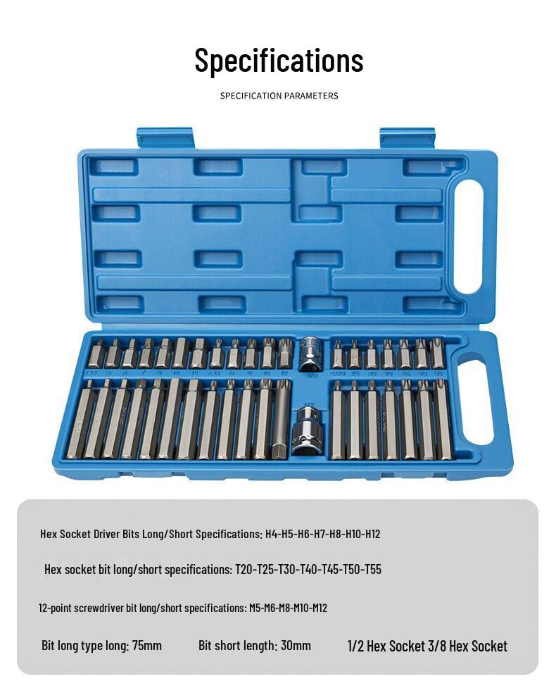 40-Piece Torx Bit & Hex Socket Wrench Set for Auto Repair