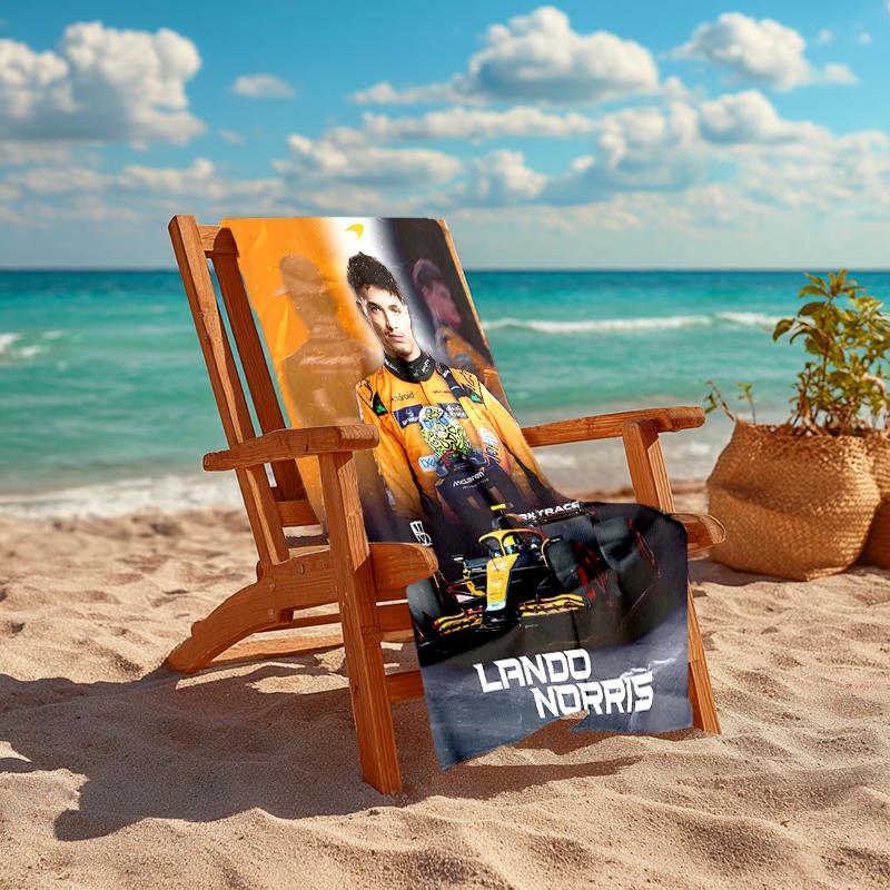 1pc Landos Norris Racing4 Beach Towel, Comfortable and Thick, and Swimming/Bath/Picnic/Camping Towel, Suitable for Seaside Beaches