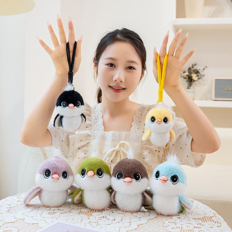 Cartoon Sparrow Plush Toy Stuffed Fat Round Birds Animal Doll Gentle Adorable Bird Pendant Key Chain Sweet Gifts Car / Bag Decor