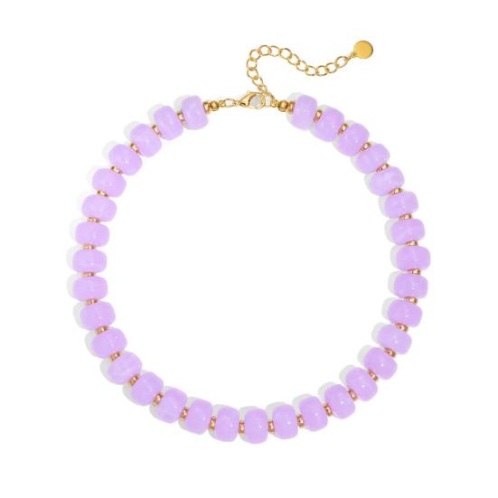 Klobiger Bunter Perlen-Choker Harzperlen-Halskette Boho Urlaubs-Halskette für Damen Tägliches Tragen Sommer Strandurlaub Schmuck