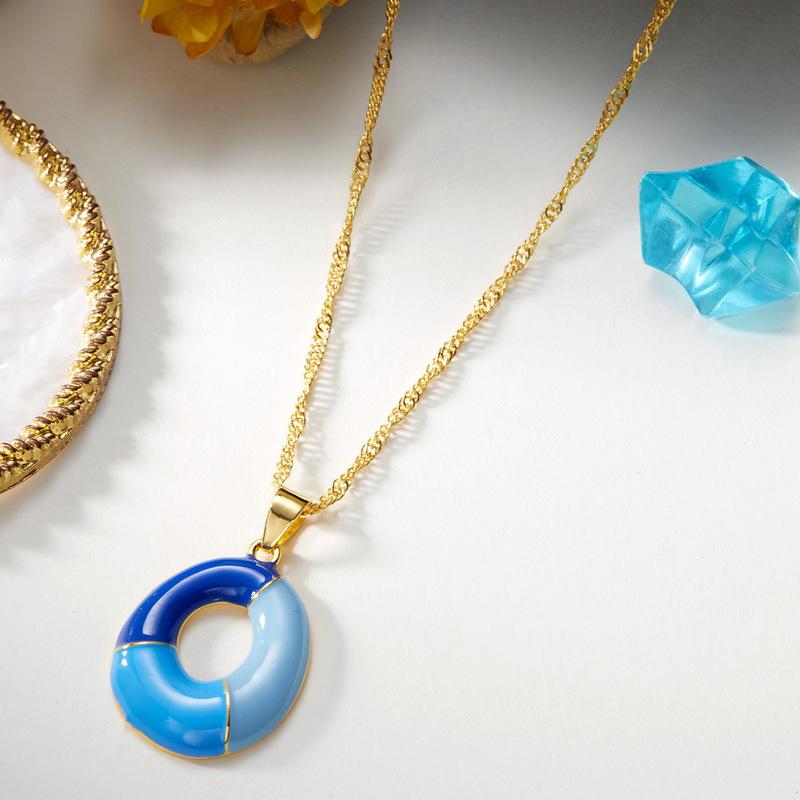 Colorful Bubble Initial Pendant Necklace - 26 Letter Clavicle Chain Jewelry